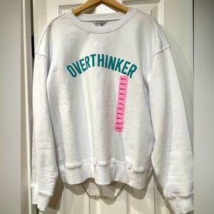 Wildfox 100% Cotton Overthinker Raised Graphics Sweatshirt SzS White